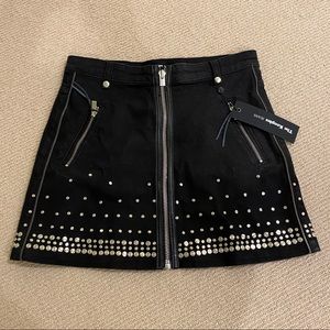 The Kooples black denim studded skirt